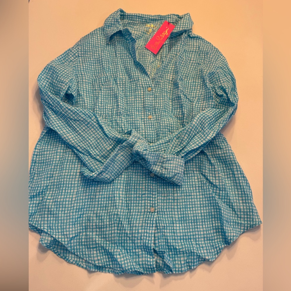 Lilly Pulitzer sea view linen blouse